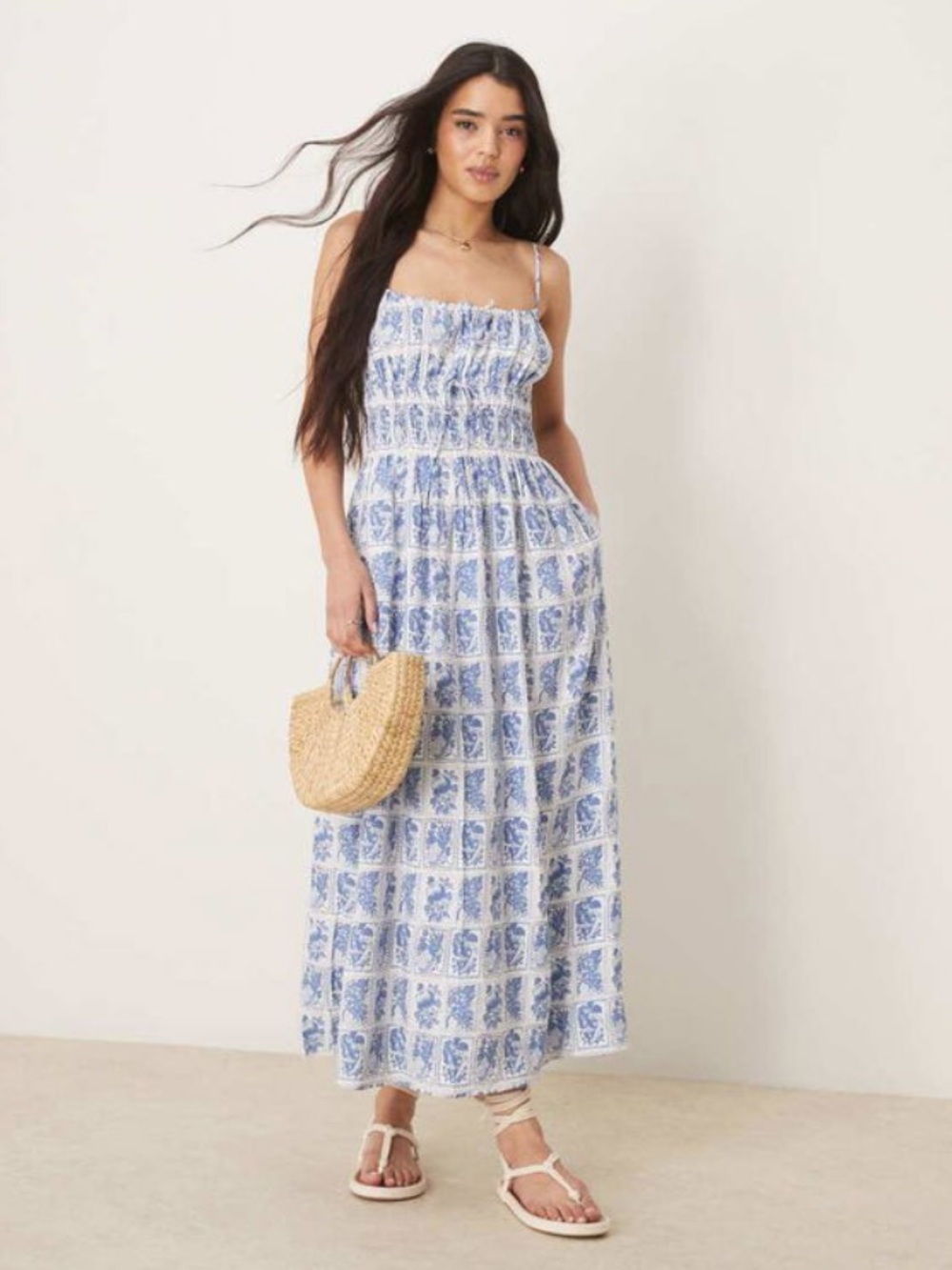 Abercrombie & Fitch Coastal Blue Printed Maxi Dress Small NWT 🍋
